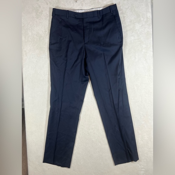Zanella Made in Italy 36W 32L 100% Lambswool Dark Blue Dress Pants Slacks - Picture 2 of 9